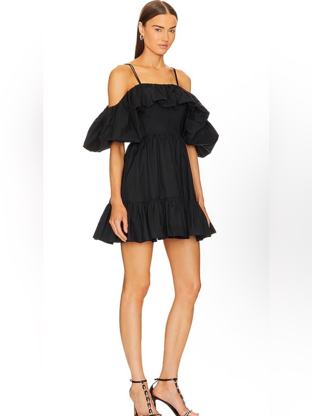 Ulla Johnson Lila Dress Noir Black Cold Shoulder Mini Dress Size 2 NWT
